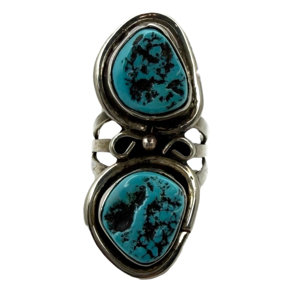 HB Ring Sterling Silver Size 5.25 Blue Turquoise Native American Style Signed